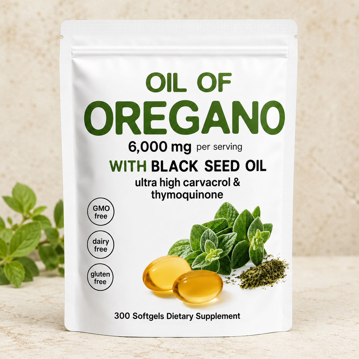 Aceite de Oregano 300 capsulas Blanco