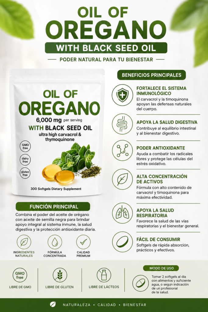 Aceite de Oregano 300 capsulas Blanco
